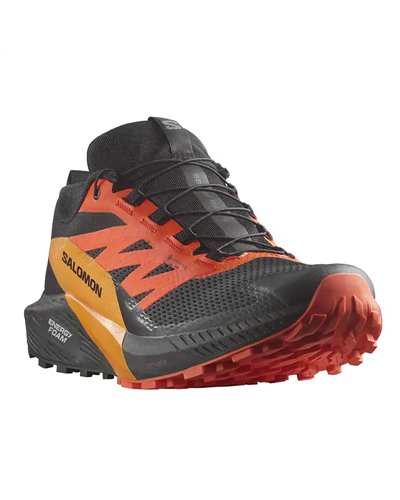 Salomon Sense Ride 5 GTX Gore-Tex Scarpe Trail Running Uomo, Black/Scarlet Ibis/Turmeric