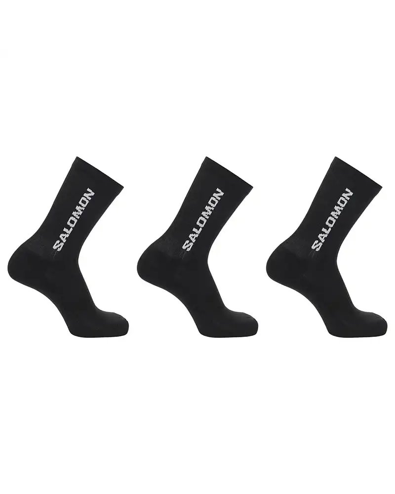 Salomon Everyday Crew Unisex Socks, Black/Black/Black ( 3 Pair Pack)