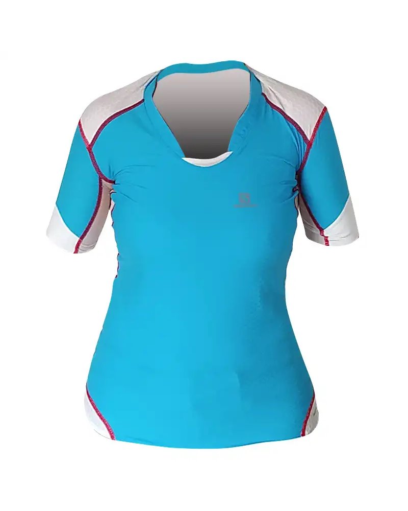 Salomon Exo Pro Women's Short Sleve Running Tee Size M, Blue Line