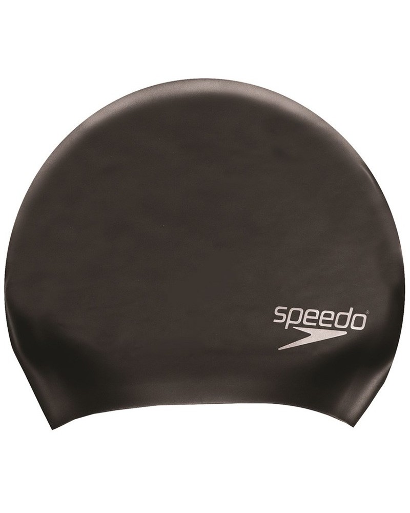Speedo Long Hair Swim Cap, Black (One Size)