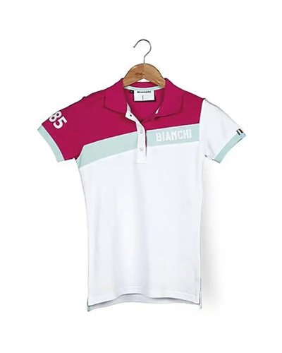 Bianchi Dama Polo Maniche Corte Uomo Taglia L, Bianco/Magenta - Celeste