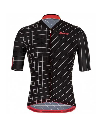 Santini Eco Sleek Dinamo Men's Short Sleeve Cycling Jersey, Black