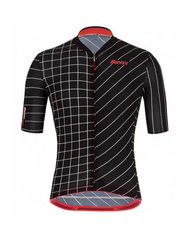 Santini Eco Sleek Dinamo Men's Short Sleeve Cycling Jersey, Black