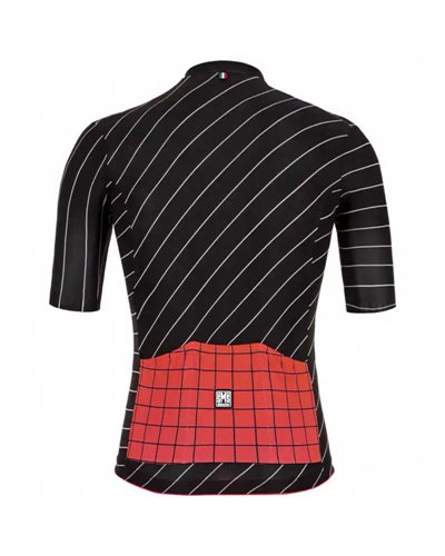 Santini Eco Sleek Dinamo Men's Short Sleeve Cycling Jersey, Black