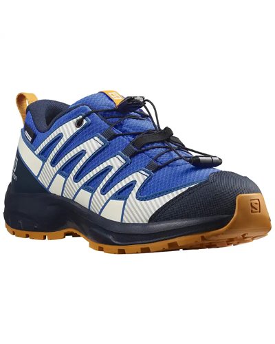 Salomon XA Pro V8 CSWP J Junior Trail Running Shoes, Palace Blue/Navy Blazer/Butterscotch