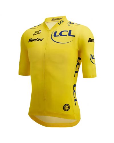 Santini Leader Classifica Generale Tour de France Official Maglia Maniche Corte Uomo, Giallo