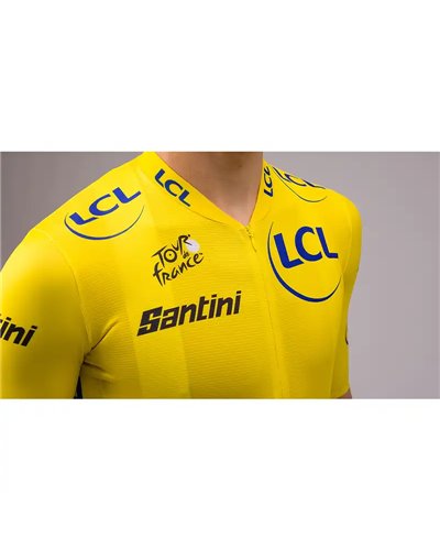 Santini Leader Classifica Generale Tour de France Official Maglia Maniche Corte Uomo, Giallo