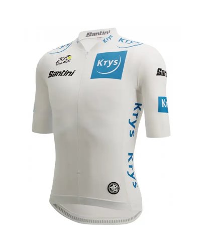 Santini Tour de France Best Young Rider Official Men's Short Sleeve Jersey, White