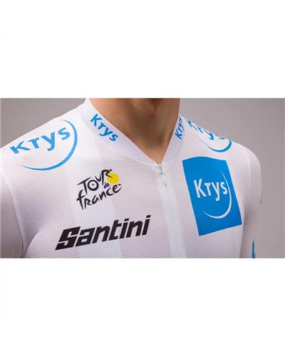 Santini Tour de France Best Young Rider Official Men's Short Sleeve Jersey, White