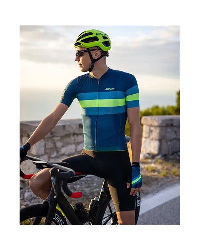 Santini Eco Sleek Bengal Men's Short Sleeve Jersey, Fluo Green