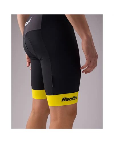 Santini Leader Classifica Generale Tour de France Official Salopette Corta Uomo - Fondello C3, Nero