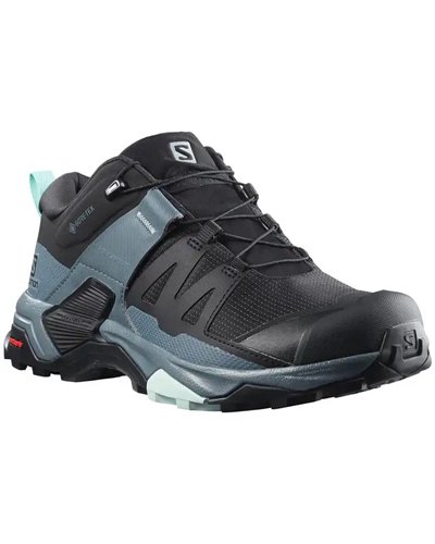 Salomon X Ultra 4 GTX Gore-Tex Women's Trekking Shoes, Black/Stormy Weather/Opal Blue