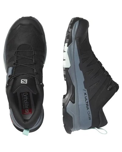 Salomon X Ultra 4 GTX Gore-Tex Women's Trekking Shoes, Black/Stormy Weather/Opal Blue