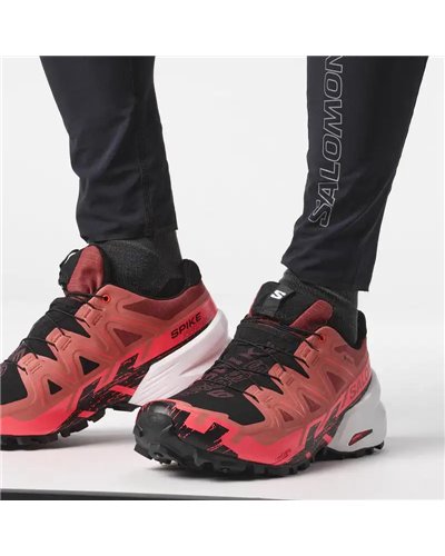 Salomon Spikecross 6 GTX Gore-Tex Unisex Trail Running Shoes, Cow Hide/Black/Fiery Coral