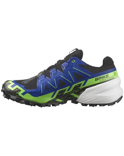 Salomon Spikecross 6 GTX Gore-Tex Unisex Trail Running Shoes, Black/Surf the Web/Green Gecko