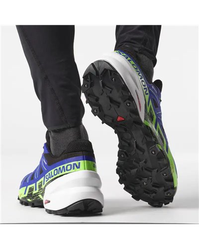 Salomon Spikecross 6 GTX Gore-Tex Unisex Trail Running Shoes, Black/Surf the Web/Green Gecko