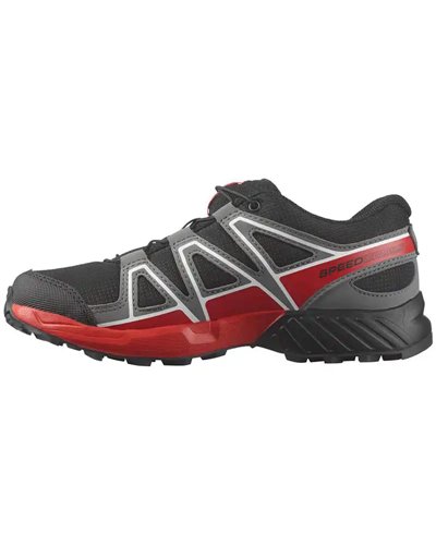Salomon Speedcross Junior Trail Running Shoes, Black/Quiet Shade/High Risk Red
