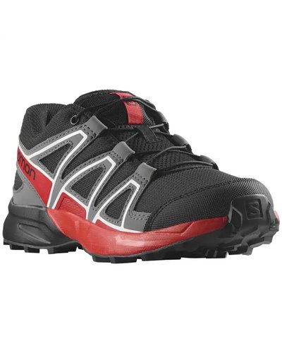 Salomon Speedcross Junior Trail Running Shoes, Black/Quiet Shade/High Risk Red