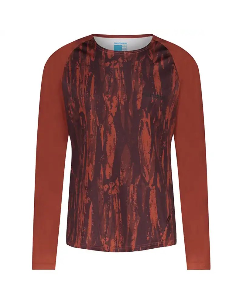 Shimano Myoko Printed Men's Long Sleeve Cycling Jersey EU Size M, Coffee