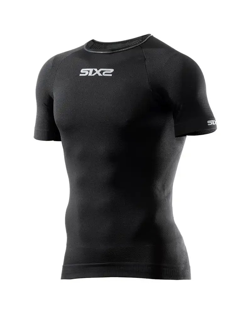 Sixs TS1 Unisex Short Sleeve Round Neck Multisport Base Layer, All Black