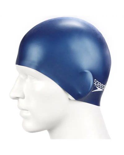Speedo Plain Flat Silicone Swim Cap, 2-Spot Navy (One Size Fits All)
