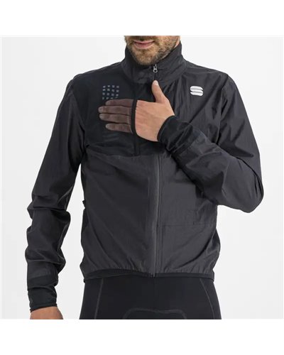 Sportful DR Men's Packable Windproof/Waterproof Cycling Jacket, Black