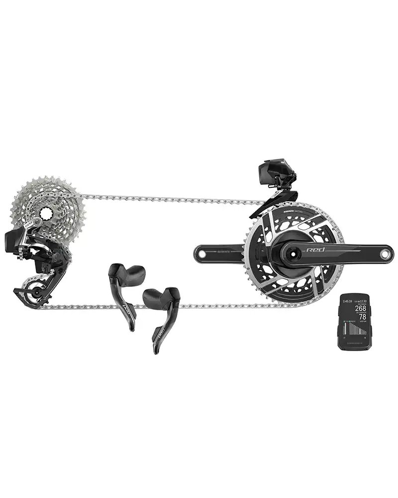 Sram Red AXS E1 2x12sp Groupset  (Silver) + Hammerhead Karoo Bike Computer