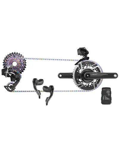 Sram Red AXS E1 2x12sp Groupset  (Rainbow) + Hammerhead Karoo Bike Computer