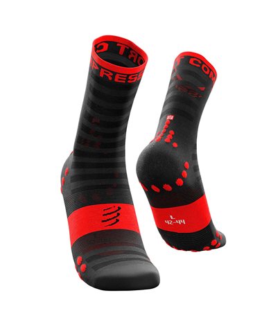 Compressport Pro Racing Socks V3.0 Ultralight Bike Calze a Compressione, Nero/Rosso