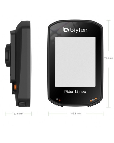 Bryton Rider 15 Neo E GPS Cycling Computer, Black