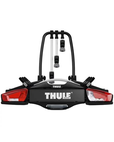 Thule Velocompact 3 F 13 Poli Portabici Posteriore Gancio Traino Fix4Bike 9615, Nero/Alluminio (4 Bici)