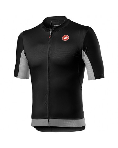 Castelli Vantaggio Men's Short Sleeve Cycling Jersey, Light Black/Silver Gray