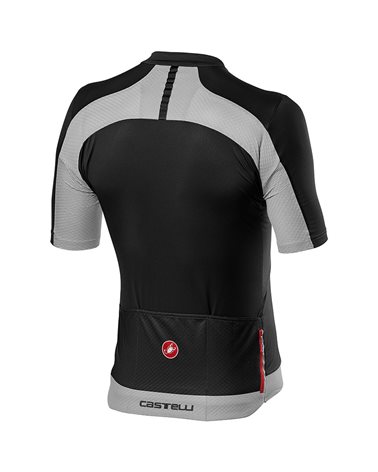 Castelli Vantaggio Men's Short Sleeve Cycling Jersey, Light Black/Silver Gray