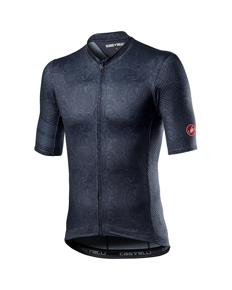Castelli Maison Men's Full Zip Short Sleeve Cycling Jersey, Dark Steel Blue