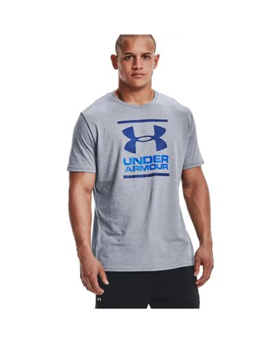 Under Armour UA GL Foundation Men's Short Sleeve Tee, Steel Light Heather/Versa Blue