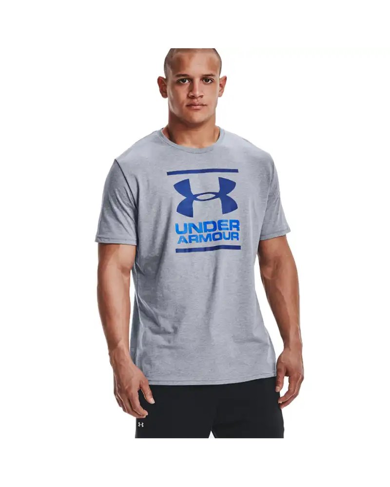 Under Armour UA GL Foundation Men's Short Sleeve Tee, Steel Light Heather/Versa Blue