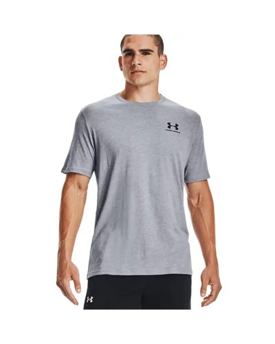 Under Armour Sportstyle Left Chest Men's Short Sleeve Tee, Steel Light Heather/Black