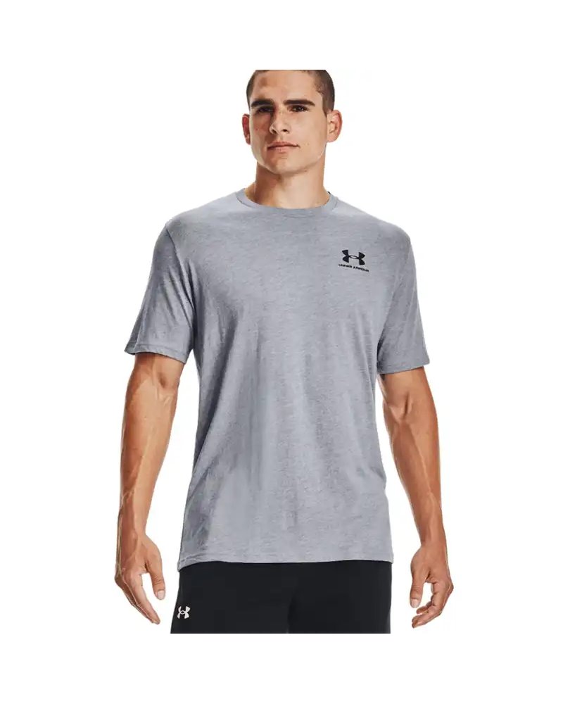 Under Armour Sportstyle Left Chest Men's Short Sleeve Tee, Steel Light Heather/Black