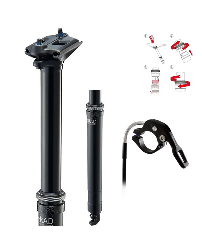 TranzX Dropper Seatpost 31,6X406, Variable Travel 125/95mm, Int. Cable Routing, Black