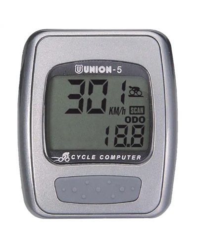 Union Marwi Wired Cycling Computer 5 Functions, Grey