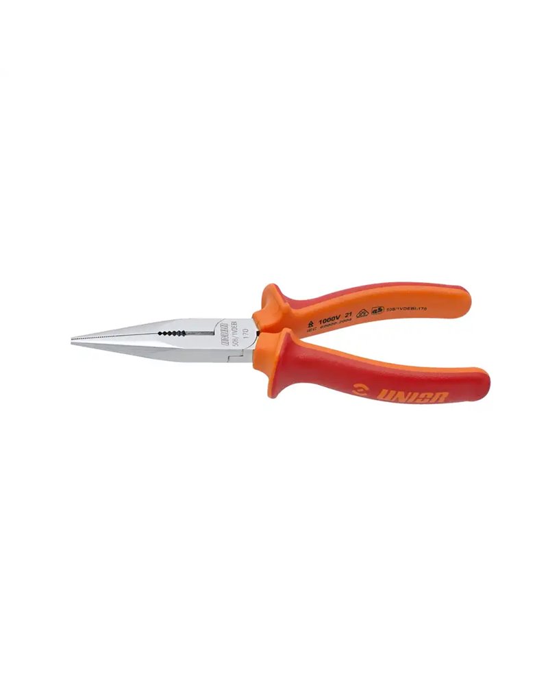 Unior Long Nose Pliers with Side Cutter/Pipe Grip, Straight 508/1VDEBI - 170mm