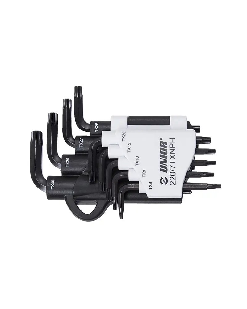 Unior Serie di Chiavi con Profilo Torx/Foro in Clip in Plastica 220/7TXPH - TR9 - 40/8