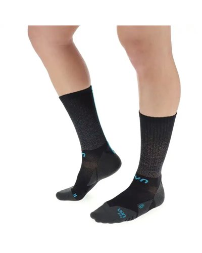 UYN Aero Calze Ciclismo Uomo, Nero/Turchese