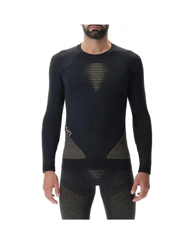 UYN Cashmere Shiny 2.0 Men's Long Sleeves Round Neck Baselayer, Celebrity Gold