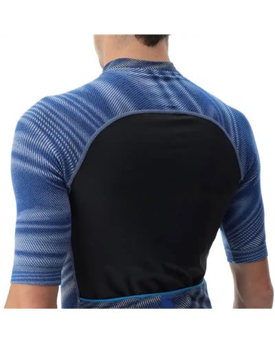 UYN Wave Men's Short Sleeves Full Zip Cycling Jersey, Vibrant Blue