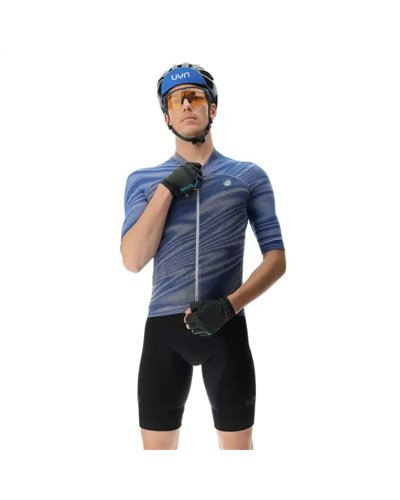 UYN Wave Men's Short Sleeves Full Zip Cycling Jersey, Vibrant Blue