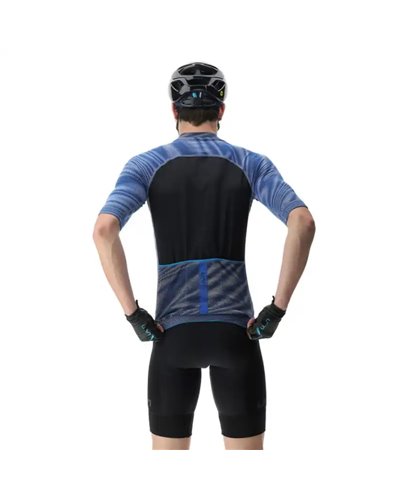 UYN Wave Men's Short Sleeves Full Zip Cycling Jersey, Vibrant Blue