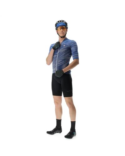 UYN Wave Men's Short Sleeves Full Zip Cycling Jersey, Vibrant Blue