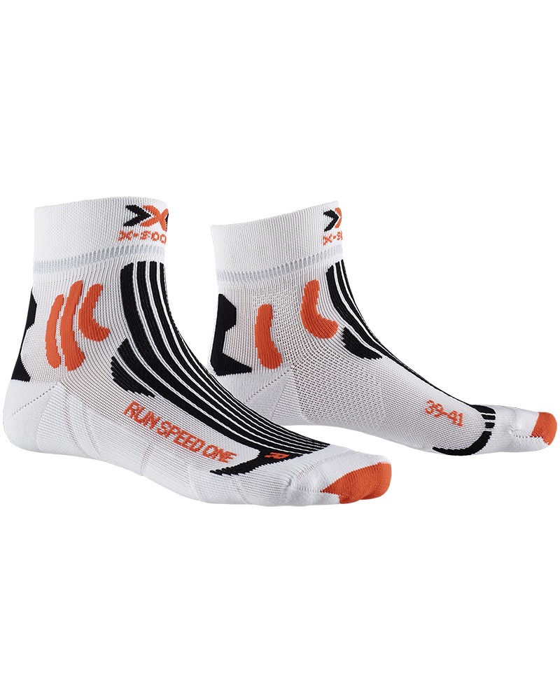 X-Bionic X-Socks Run Speed One Running Socks, Arctic White/Sunset Orange