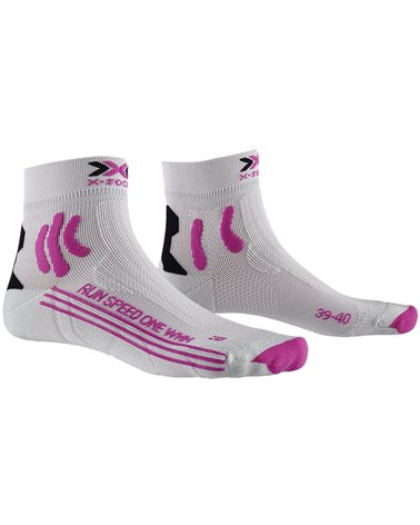 X-Bionic X-Socks Run Speed One Women's Running Socks, Pearl Grey/Flamingo Pink